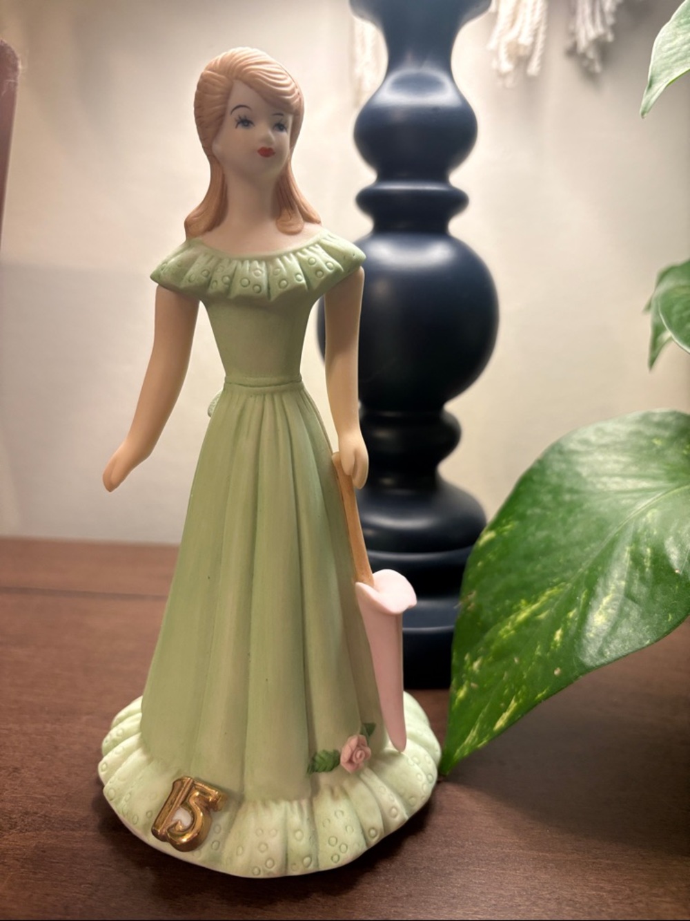 Growing Up Porcelain Figurine in Pale Green Dress age 15